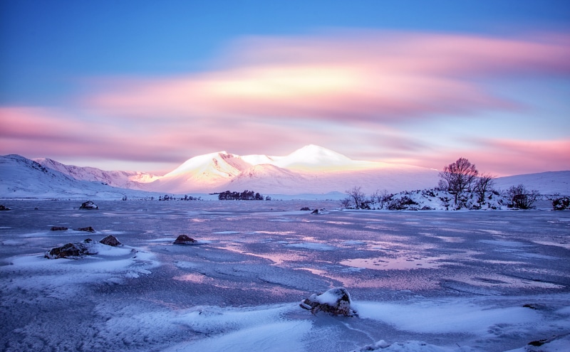longexposure, Landscape, sky, Winter, black, water, Amazing, Nature, bluesky, snowcapped mountain, mountain, westhighlands, Outstanding, pinkclouds, Outdoors