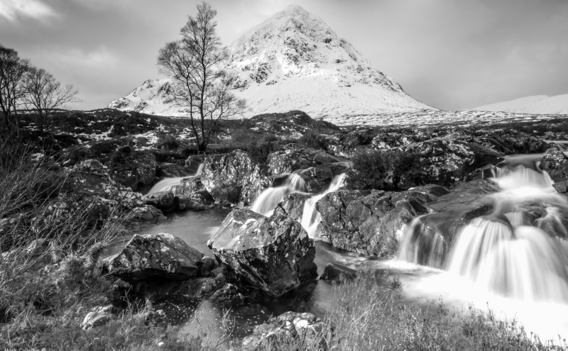 photo, glen, motion, Mountain, sky, nature, flowing water, scenics - nature, tranquility, stags, no people, Black and White, 5K, long exposure, mountain range