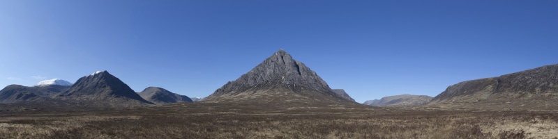 environment, scenic, panoramic, mountain, land, 8K, scenics - nature, daytime, brown, glen etive, sky, clear sky, buachaille etive mor, sunny, mountain Range