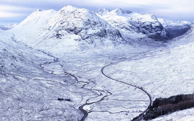 United Kingdom, Road, scenics - nature, frozen, Weather, buachailleetivebeag, cold temperature, Scenery, Valley, outdoors, Snowy, tranquility, day, Nature
