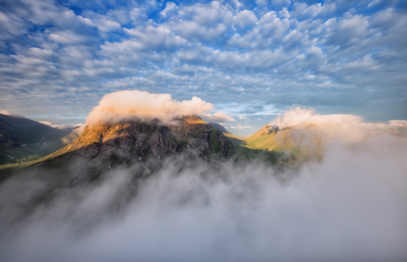 mountain Peak, cloud - Sky, mountain, snow, nature, Scotch Mist, Scotland, aerial photography, morning, high, Buachaille Etive Beag, photography, outdoors
