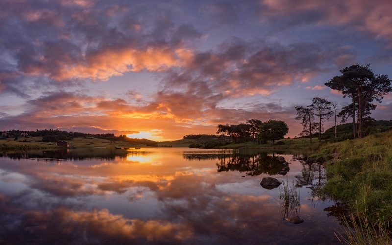 body of water, sunset, dusk, cloud - Sky, reflection, Morning, nature, Loch, water, Scotland, sky, body, Kilmacolm, Landscape, outdoors, scenics, beside
