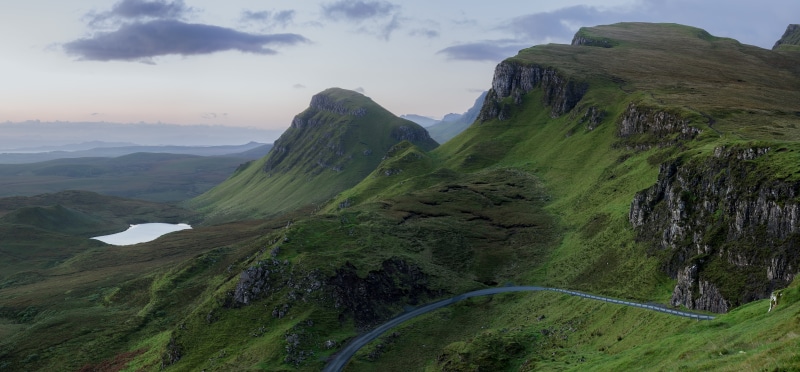 Dun Dubh, nature, wilderness, Trotternish, green  grass, Skye, winding  road, landscape, Cleat, scenics, Quiraing, outdoors, photo, Scotland, wild, Loch
