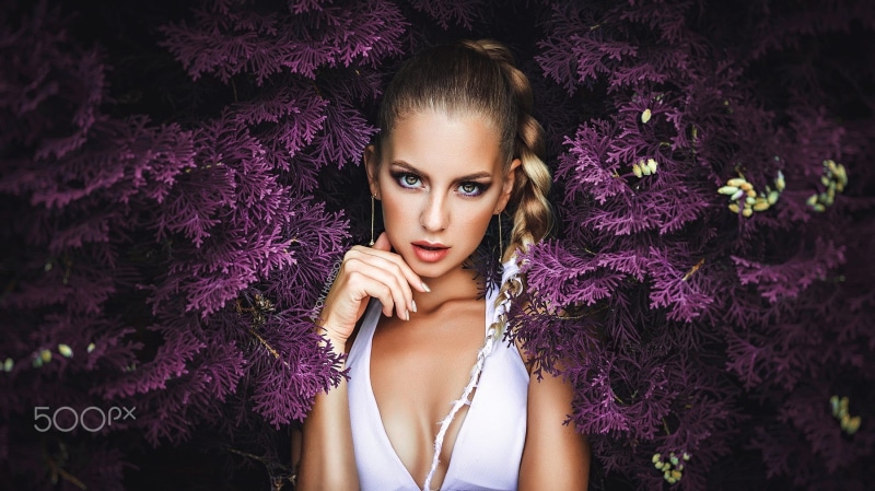 Fotoshi Toshi, portrait, pigtails, 500px, women, 720P, cleavage, blonde, Katrin Sarkazi
