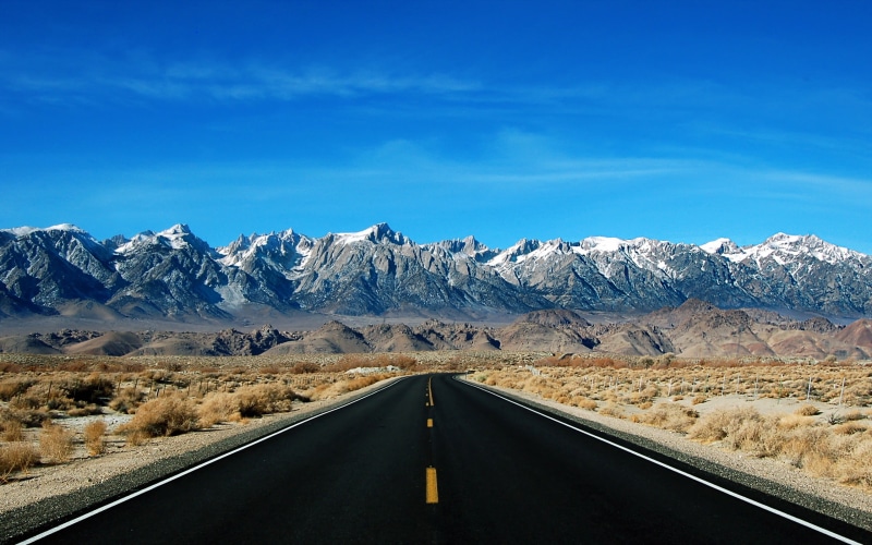 tranquility, snowcapped mountain, cold temperature, mountain range, dividing line, sierra, mount, environment, beautiful, 2K, black, Nature, road, no people