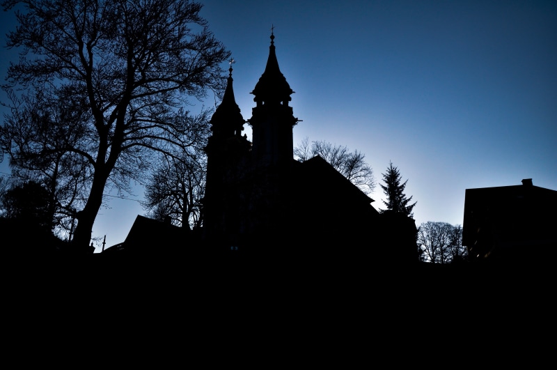 silhouette, shadow, sky, built structure, tree, architecture, 4K, religion, building, nature, church, spire, spirituality, tower, the past, linz, gothic style