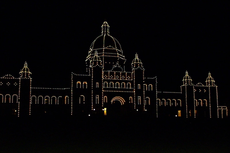religion, black background, light bulbs, city, architecture, travel destinations, building, sky, building exterior, victoria, parliament, nature, christmas decoration