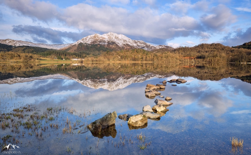cloud - sky, Trees, symmetry, mountain, idyllic, waterfront, day, sky, Water, Beautiful, achray, United Kingdom, Woodland, beauty in nature, Landscape