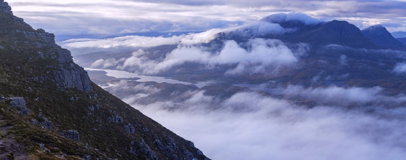 tree, Loch, northwest, Overcast, torridon, Beautiful, Landscape, canon6d, CulMor, Clouds, Highlands, Slopes, visit, panorama, Mist, Travel, travel destinations