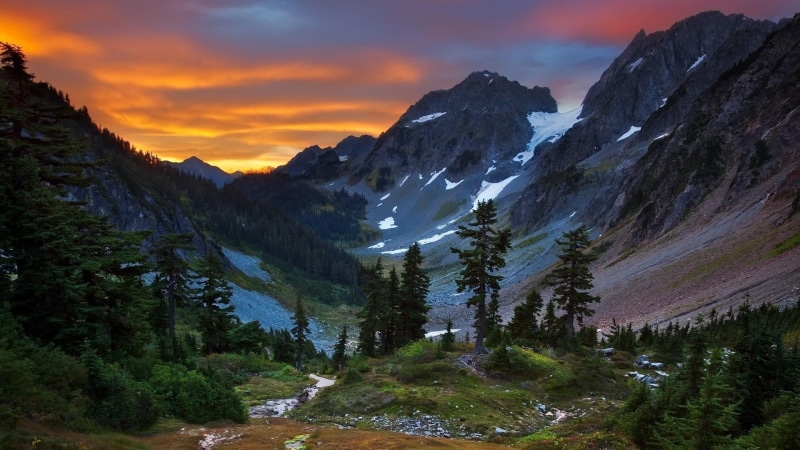 national park, north cascades national park, mountain, land, landscape, coniferous tree, wilderness, pine woodland, cloud - sky, valley, washington, outdoors
