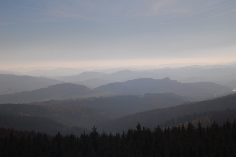 ridge, panorama, distant view, north rhine westphalia, forest, tranquil scene, no people, beauty in nature, mountain, hazy, scenics - nature, 2K, tree