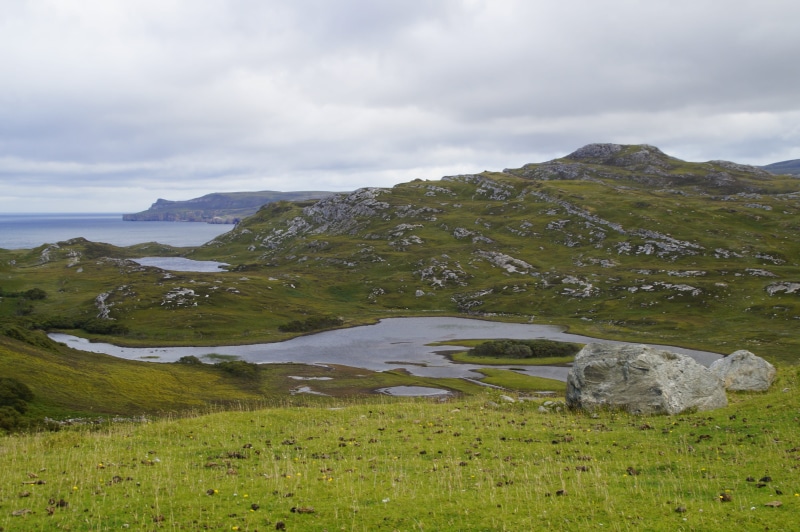 scotland, green, environment, coastal landscape, peaceful, tranquil scene, plant, mountain, nature, hole, ocean, water, outdoors, hill, cloud - sky, green color