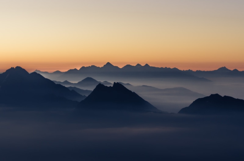 alps, 2K, valley, fog, aosta, outdoors, dawn, Explored, mountain range, mountain, photo, aerial, Aosta Valley, Italy, sunrise - Dawn, Mont Blanc, range