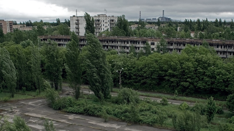 no people, built structure, high angle view, Pripyat, city, tree, growth, building, lush foliage, 1080P, land, Chernobyl, sky, building exterior, green color