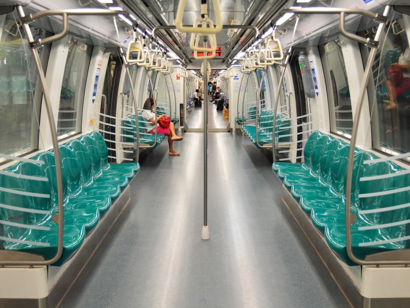 empty, car, subway train, light, commuter, vehicle seat, train - vehicle, seats, woman, rail, indoors, rail transportation, transit, city, urban, seat