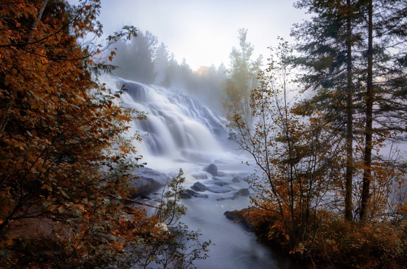 tranquility, 1080P, rainforest, beauty in nature, waterfalls, sky, no people, waterfall, flowing, land, nature, fall, long exposure, trees, forest, outdoors