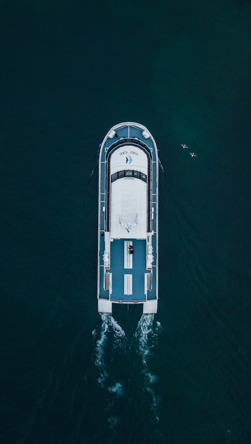 transport, cau cau, motion, photo, isla victorium, birds eye view, aerial view, seagull, travel, transportation, single object, yacht, view, 2K, sailing