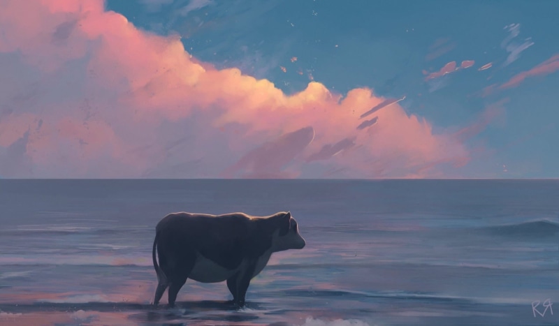 sea, cow, 1080P
