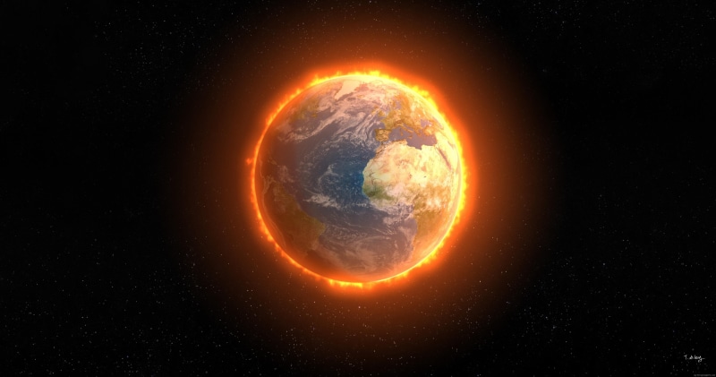 4K, fire, star, graphic, space, sun, earth