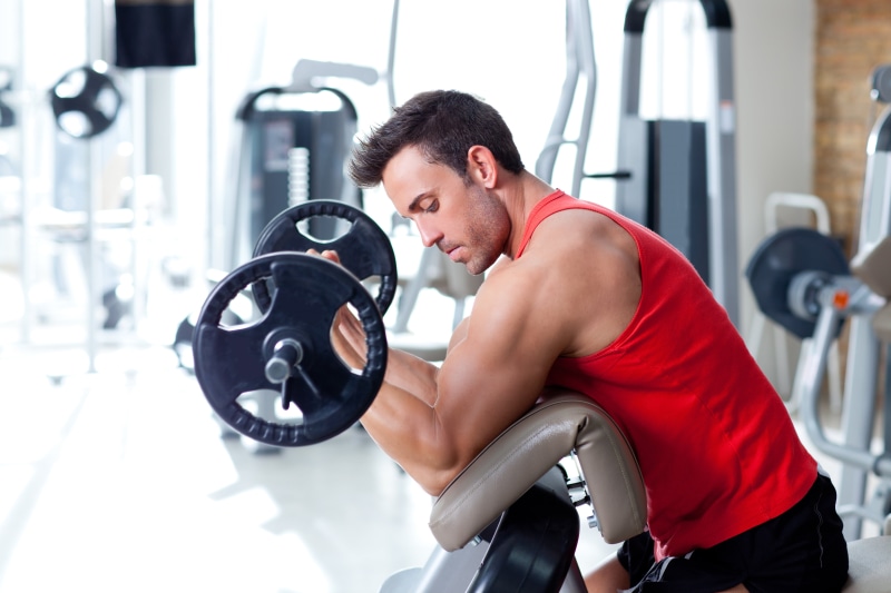 young adult, men, vitality, red, muscular build, equipment, exercise equipment, muscles, effort, health club, tank, young men, biceps exercises, exercising