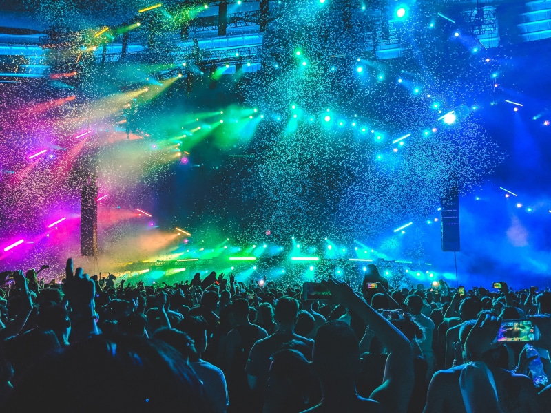 rock music, performance, popular music concert, audience, fun, music festival, stage - performance space, illuminated, crowd, arts culture and entertainment