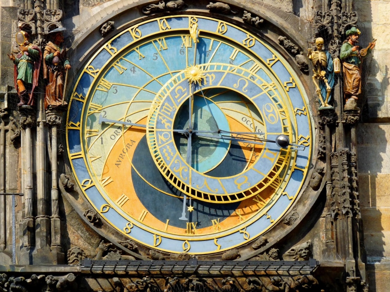 the past, europe, outdoors, space, Astronomical Clock, astrology, architecture And Buildings, history, ornate, day, building, clock, famous Place, roman