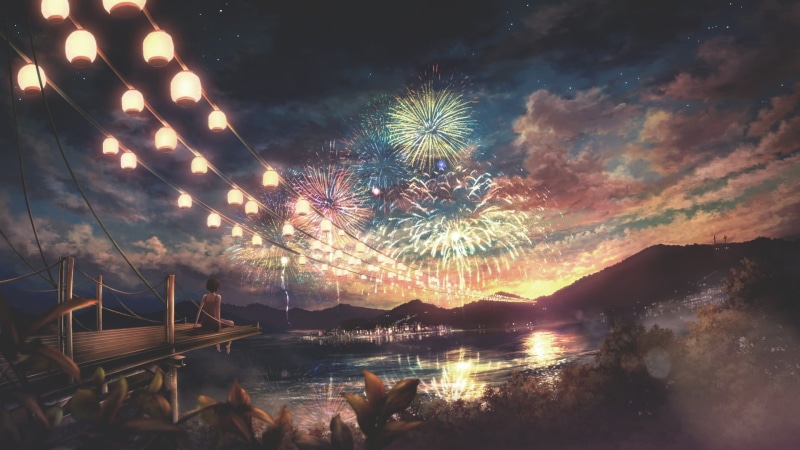 beauty in nature, painting, water, light, 1080P, outdoors, nature, architecture, firework display, display, celebration, event, no people, firework, night