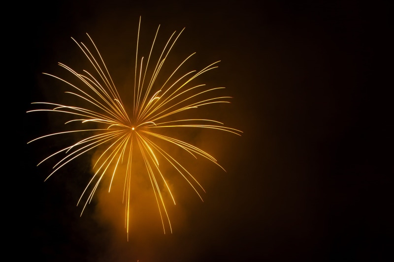 copy space, outdoors, nature, sky, firework display, celebration, 2K, party, illuminated, motion, no people, event, holiday, year, night, black background