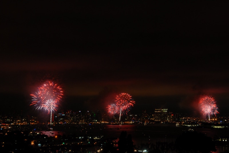 photo, holiday, firework - Man Made Object, Fireworks, traditional Festival, city, firework Display, fire - Natural Phenomenon, Big Bay Boom, red, aerial