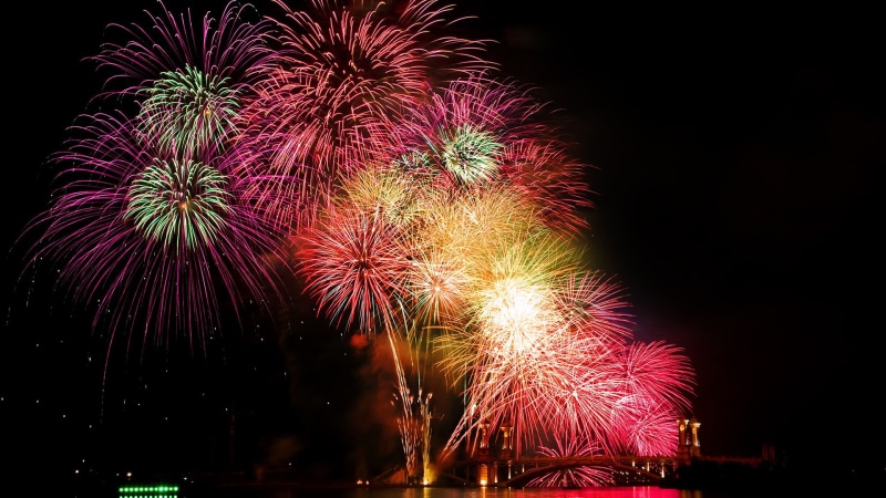 fourth, fire, night, independence, day, anniversary, explosive, holiday, yellow, black, light, explode, freedom, dark, stars, 1080P, sky, fireworks, glow