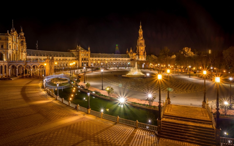 1080P, Spain, Seville, Espana, night, lights