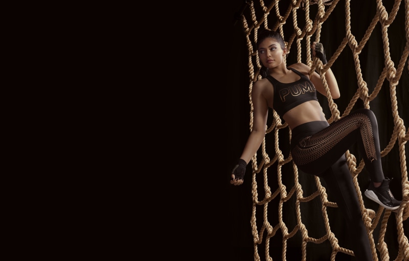 indoors, beauty, 2018, women, Kylie Jenner, 8K, 4K, adult, Puma campaign, Velvet Rope Collection, beautiful woman, young adult, copy space, rope, lifestyles