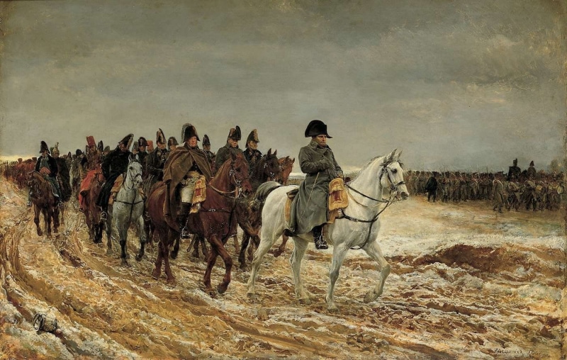 animals, 720P, army, hd, france, ernest, art, bonaparte, meissonier, campaign, napoleon, soldiers, paintings, horses