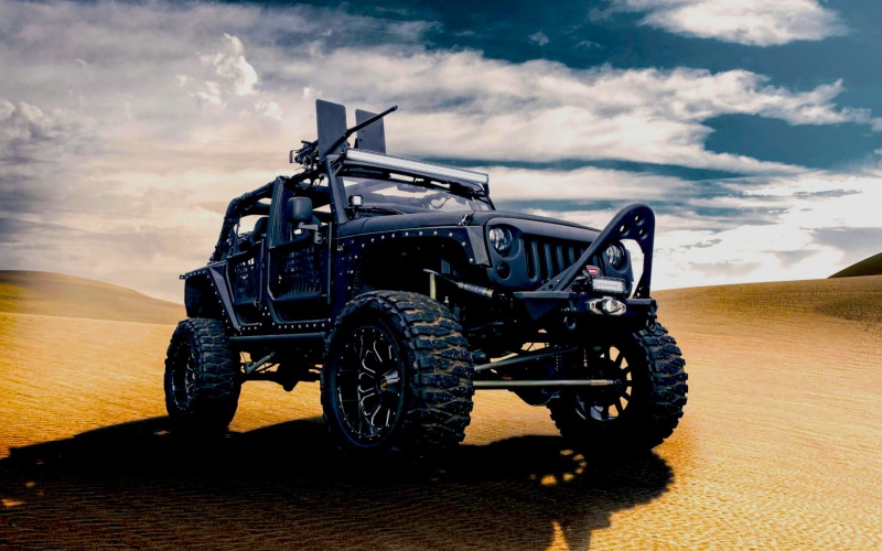 outdoors, shadow, no people, Jeep, war, cloud - sky, travel, sky, wrangler, black, nature, 2K, sunlight, army, day, off-road vehicle, stationary, rubicon