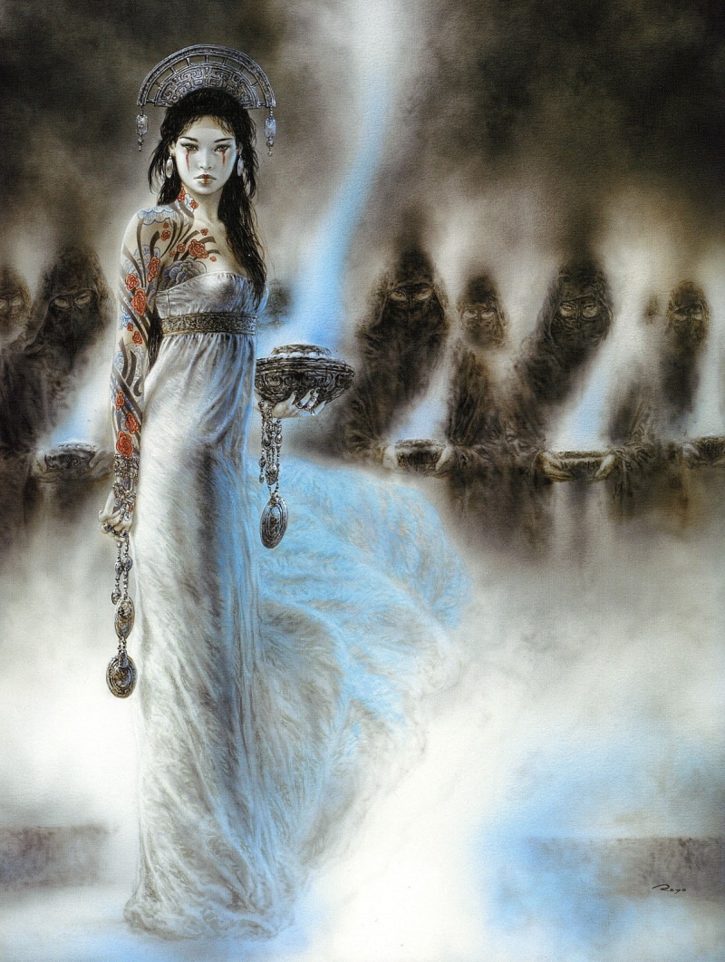 fantasy art, no people, motion, fantasy, spirituality, representation, water, creativity, male likeness, beauty in nature, clothing, Dead Moon, contemplation
