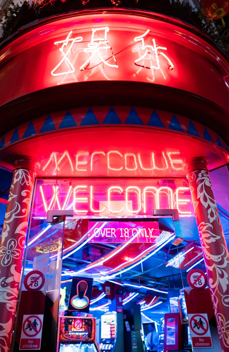 no people, building exterior, lighting equipment, text, alphabet, purple, nightlife, positive emotion, lighting, welcome, amusement park, neon, machine