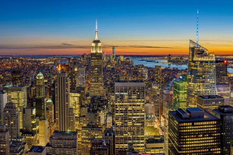 building Exterior, financial district, Cityscape, dusk, outdoors, manhattan - New York City, urban Skyline, United States, new York State, uSA, no people