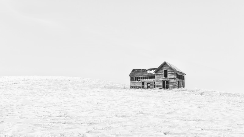 All things, rural Scene, black and white, Landscape, highkey, building, wooden, f/2, farm house, Palouse, Canon EOS 5D Mark III, house, nature, snow, Canon EF