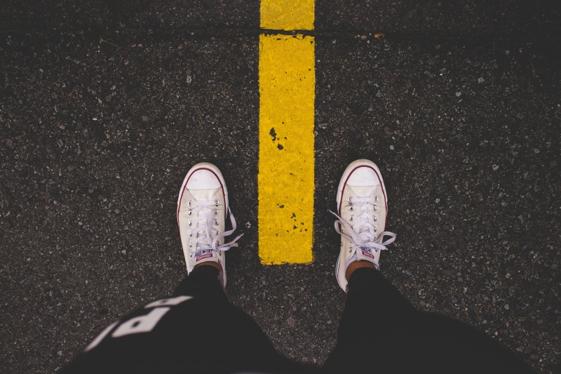 human limb, personal perspective, body part, lifestyles, human Foot, low, 5K, white, day, road marking, sneakers, shoe, directly above, symbol, marking
