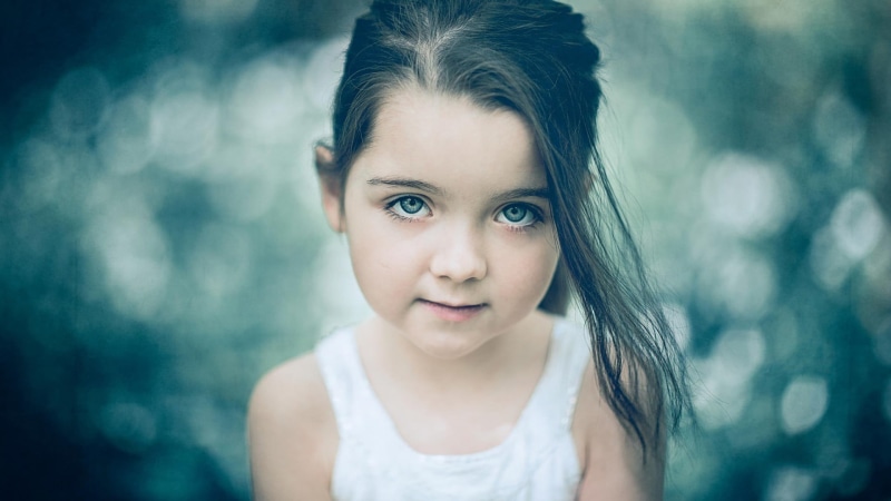 brown eyes, girls, s, front view, brown hair, innocence, child, women, focus on foreground, body part, white, childhood, emotion, portrait, eye, top, hair