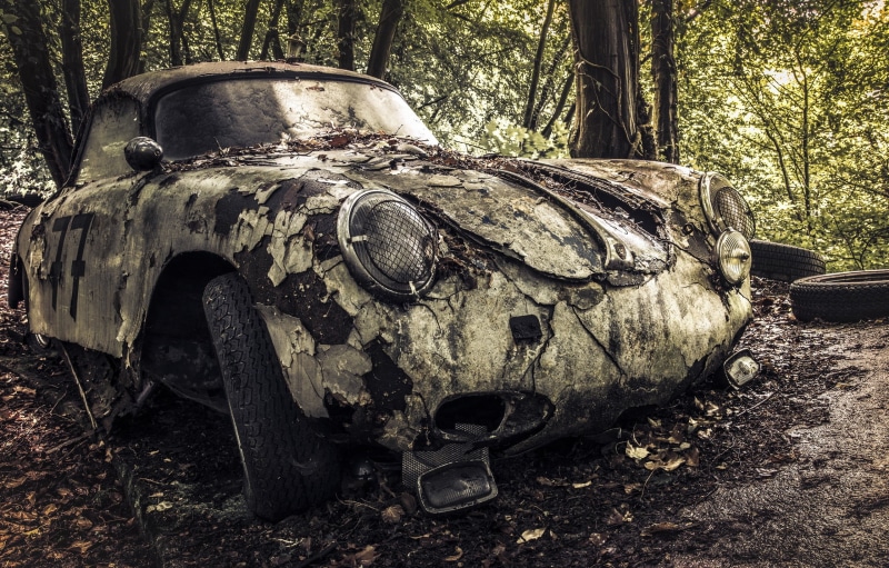 no people, obsolete, tree, land vehicle, metal, classic, coupe, 2K, transportation, plant, deterioration, abandoned, old, motor vehicle, ruined, wreck