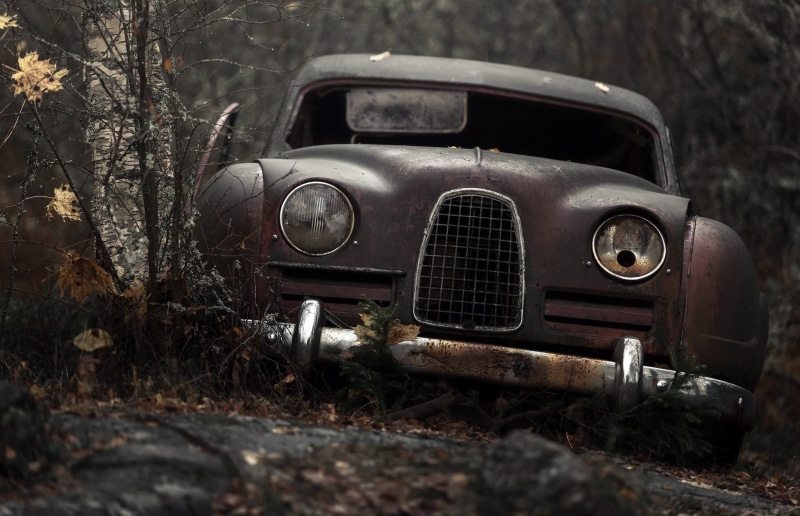 retro styled, field, 1080P, run-down, abandoned, mode of transportation, vehicle, metal, land vehicle, deterioration, obsolete, transportation, no people