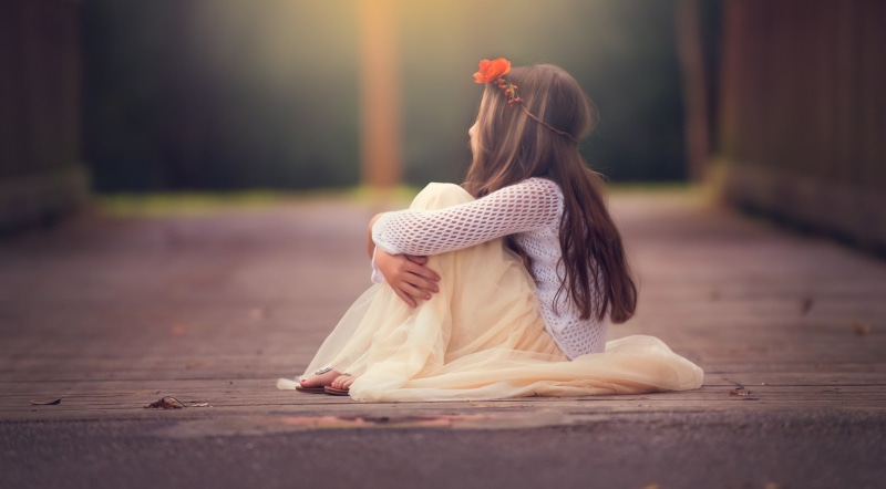 children, little girl, sitting, 2K