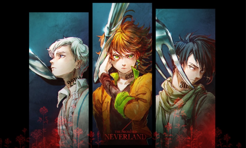 Norman (The Promised Neverland), Ray (The Promised Neverland), Emma (The Promised Neverland), 1080P, Anime, The Promised Neverland