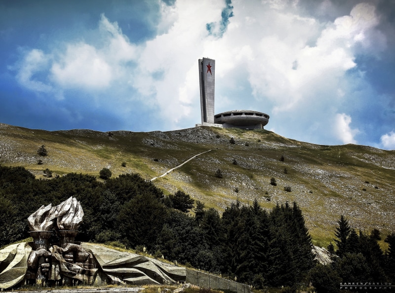 shipka, building exterior, scenics - nature, brutalist, Star, no people, buzludzha, built structure, Ruins, land, Communist, socialist, cloud - sky, Battle