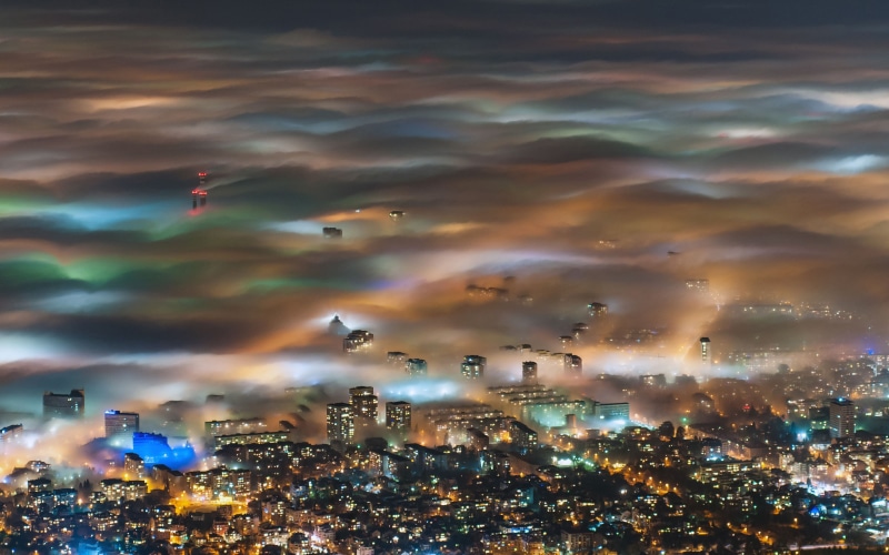 aerial view, Bulgaria, 4K, mist