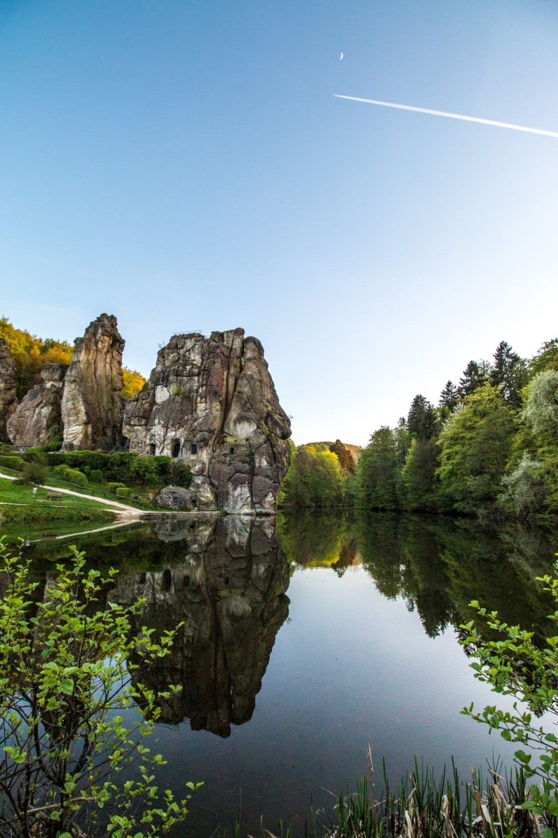 reflection, custom, sacral, 1080P, culture, stones, germany, outdoors, vapor trail, clear sky, monuments, tranquility, scenics - nature, travel, popular