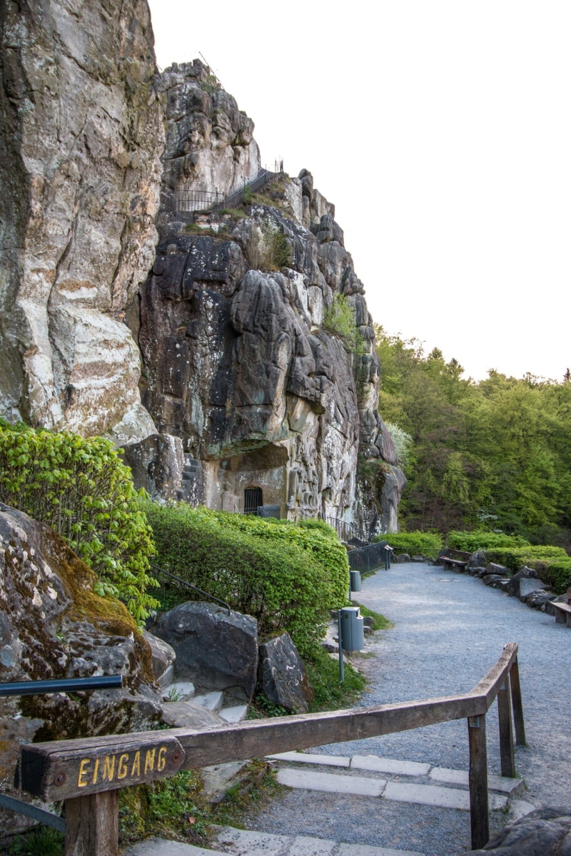 middle ages, pagan, rock - object, plant, outdoors, sandstone rocks, religion, history, tranquility, landmark, teutoburg forest, architecture, externsteine
