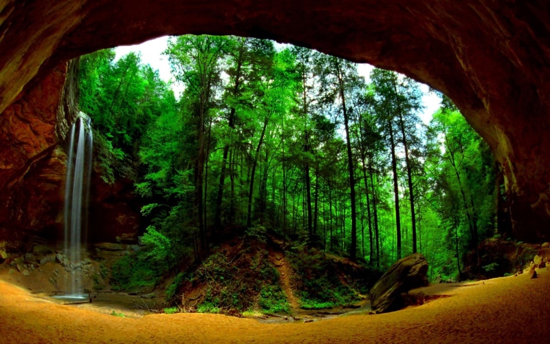 nature and landscapes, hocking hills, forest, cave, nature, magic, landscape, 1080P, creek, mountain, green