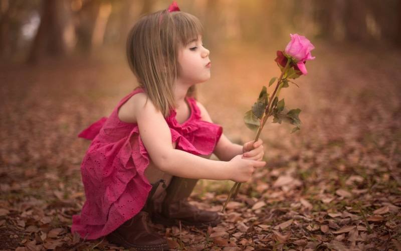 1080P, rose, girl, little, cute, cute little girl